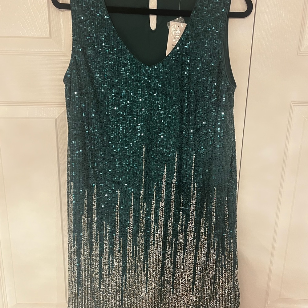 Cleo Teal Sequin Mini Dress